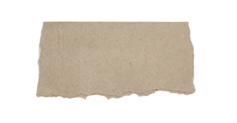Torn kraft paper piece isolated on white background, ripped brown cardboard texture for crafts, scrapbooking, journaling, packaging design