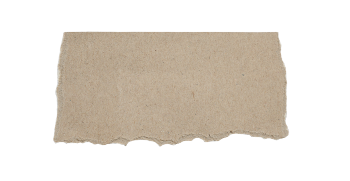 Torn kraft paper piece isolated on white background, ripped brown cardboard texture for crafts, scrapbooking, journaling, packaging design
