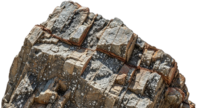 Close-up of a rough textured rock surface with visible mineral deposits and crystalline structures showcasing natural geological formations.