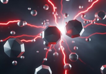 Abstract polygonal structures with energy rays, conceptual modern design