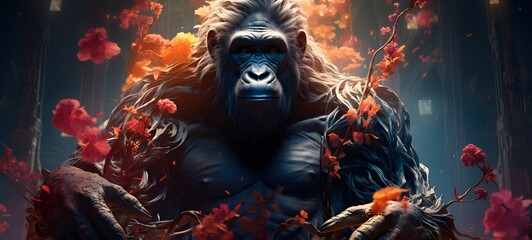 A demonic gorilla , a small creature made of glass that is sitting in the palm of your hand,generative AI