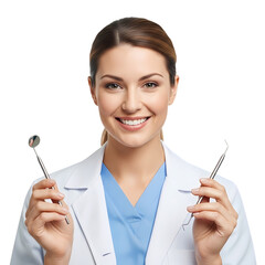 Confident dentist with tools ready to provide excellent dental care for a healthy smile