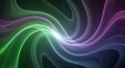 Captivating swirling light trails with luminous green and purple hues