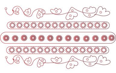 set of pink ribbons with hearts