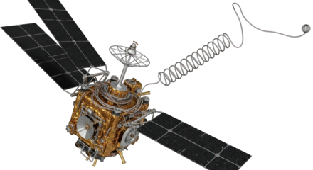 Space Satellite with Solar Panels and Antenna.