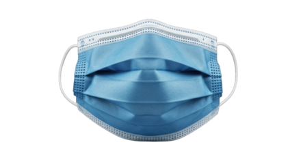 Blue Medical Face Mask Isolated on White Background.