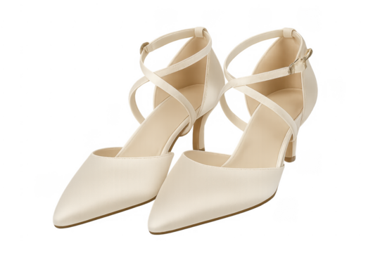 White bridal high heel shoes transparent background