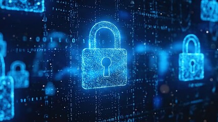 Digital padlock icon representing cybersecurity and data protection in a technological network context, emphasizing secure access and privacy online - Powered by Adobe