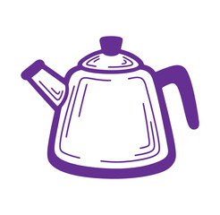 Obraz premium Simple purple illustration of a classic teapot isolated on a white background