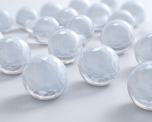 Abstract Cluster Of Faceted Light Gray Spheres