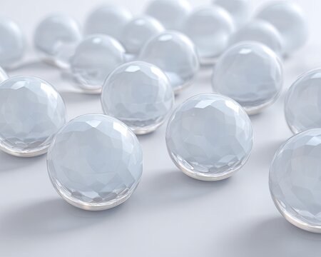 Abstract Cluster Of Faceted Light Gray Spheres