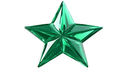 Teal Green Shiny Five Pointed Star on Transparent Background