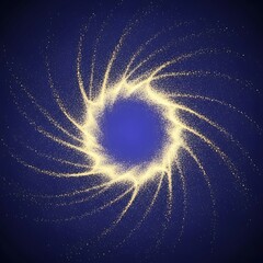 a swirling vortex of golden particles against a deep dark blue background creates a captivating and mesmerizing abstract cosmic effect