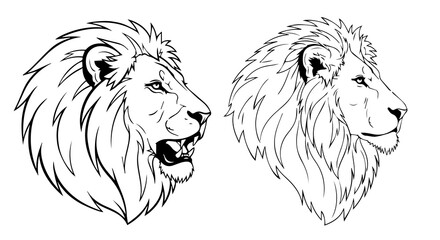 Stylized Lion Heads in Line, Realistic, and Geometric Forms