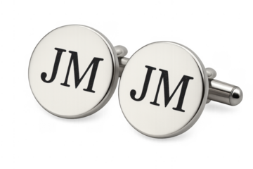 Silver cufflinks for men featuring a personalized jm monogram