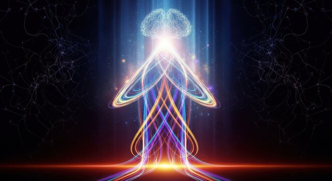 Unlock your potential with this dynamic brain power illustration perfect for technology, science or mental health themed projects needing a futuristic edge