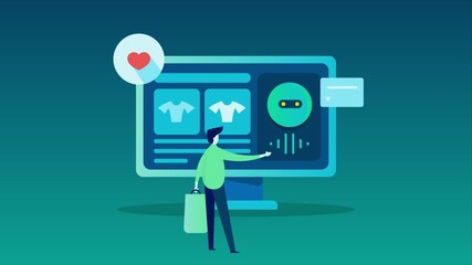 AI assistant delivers product recommendations and checkout support to customer transaction.