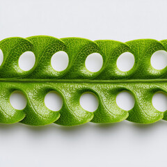 Green leaf with geometric cut-out pattern