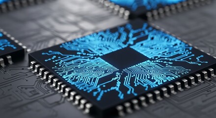 Advanced microchip processing unit with intricate circuit pathways design