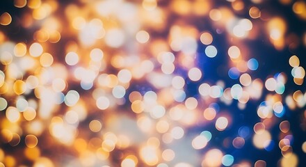 Abstract background of blurred lights with bokeh effect in warm and cool tones