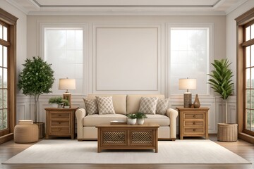 Fototapeta premium Warm Cozy Living Room Interior Design.