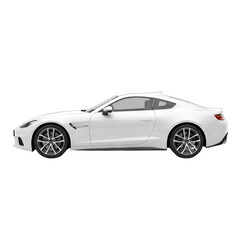 Obraz premium A White Sport Coupe Car Isolated on a Transparent Background with a Side Profile View and Detailed Wheels