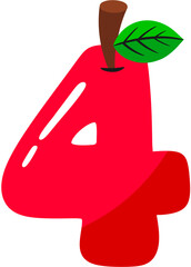 Apple Number 4 Letter