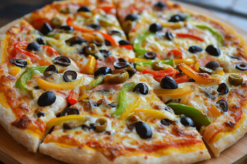 Veggie Supreme Pizza with Bell Peppers and Olives