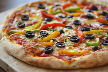 Veggie Supreme Pizza with Bell Peppers and Olives