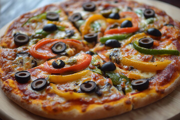 Veggie Supreme Pizza with Bell Peppers and Olives