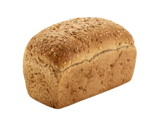 Whole grain bread loaf isolated on transparent background realistic bakery food object