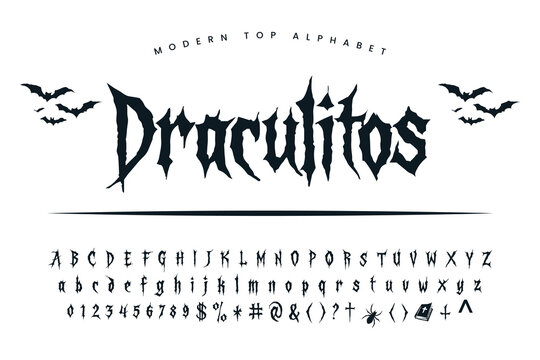 Draculitos stylish Font and Alphabet abcd font vector design