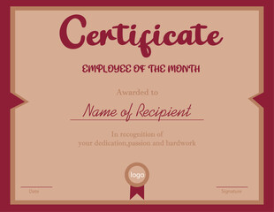 Employee Of The Month Award Template Vector Image

