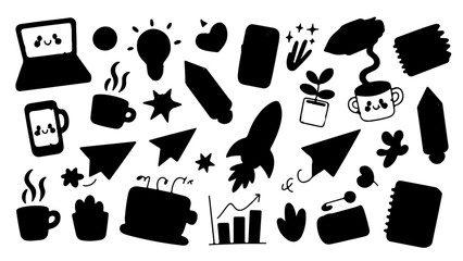 Hand icons set vector illustration food and drink symbols kitchen cooking design