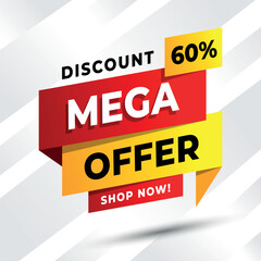 Dynamic Mega Offer Sale Banner with Up to 60 off Discount