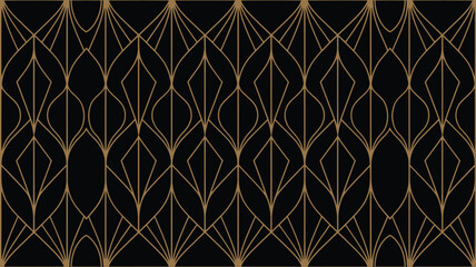 Black and gold art deco geometric pattern background