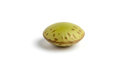 Single vibrant green lentil isolated on a clean white background showcasing texture and detail for culinary and nutritional concepts related to healthy eating and plant based diets