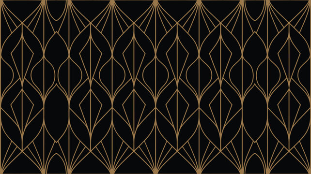 Black and gold art deco geometric pattern background