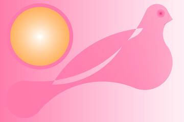 Abstract Pink Bird and Sun Illustration – for Wellness, Meditation, Peace, Beauty, Spiritual, Self-Care, Nonprofit and Creative Branding