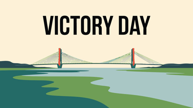 Victory Day Bangladesh Bridge Landscape Vector Illustration
