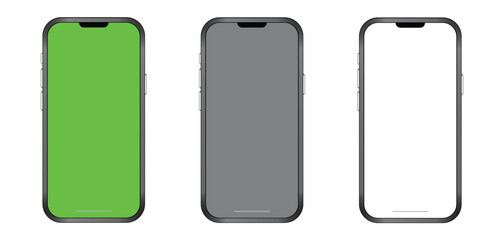 Modern Realistic Smartphone Mockup with Clean Minimal Edge, Blank Screen Mobile Device Vector for App UI Design, Web Interface Preview, and Professional Tech Presentation