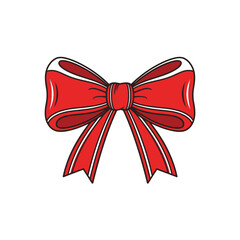 A vibrant red bow illustration with white outlines, perfect for festive decorations and gift wrapping.