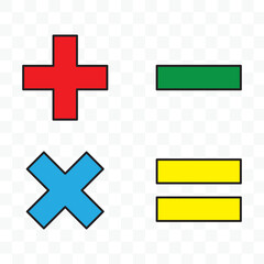 Calculator vector key isolated on white background. Addition, subtraction. Mathematical symbols icon. Calculator, math icon. Vector pictogram. Math symbols icon set.