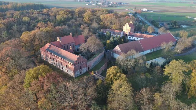 Medieval castle of the Teutonic Order in the village of Zamek Bierzgłowski, Poland.