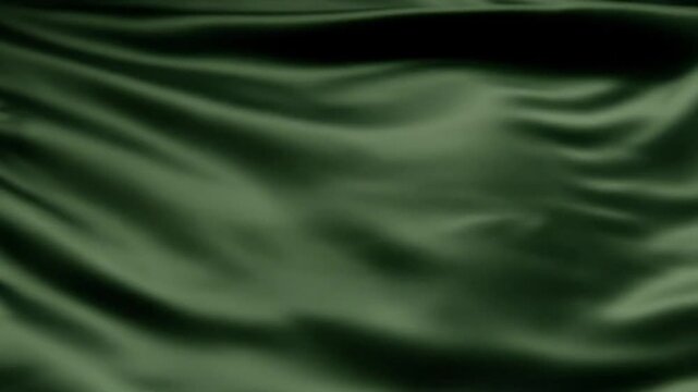 Dark Green Silk Fabric Waves Gentle Ripples Subtle Texture Abstract Background Motion