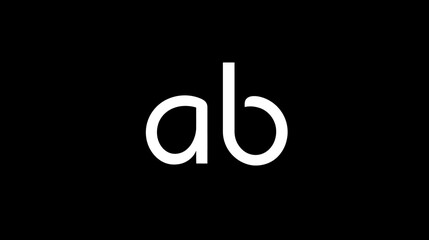 Minimalist white lowercase 'ab' letters on a sleek black background, modern initial logo concept, typography design.