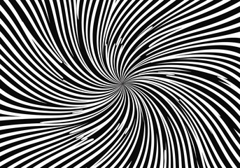 Naklejka premium Monochrome optical illusion spiral with radiating lines in black and white