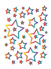Obraz premium Colorful stars scatter across a white backdrop a joyful pattern