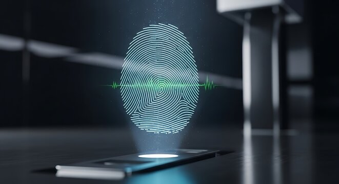 Cutting-edge biometric fingerprint scan technology for secure access and identification, ensuring privacy and data protection with digital security solutions