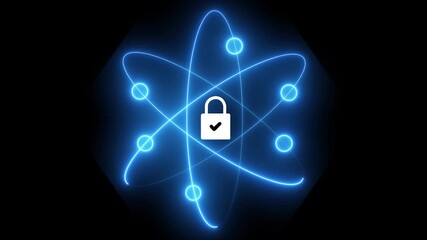 Digital security blue and defense with hacker protection concept on the transparent black background. privacy authentication lock concept. 4k video animation.